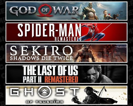 GOW +Spider 1 +Sekiro +TLOU2 +Tsushima