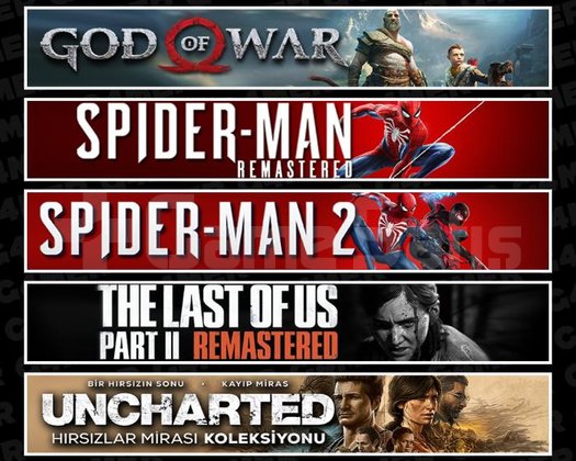GOW +Spider 1 +2 +TLOU2 +Uncharted