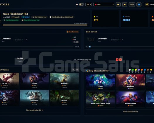 TR / 146 LVL + 33+4 SKİN + Derecesiz