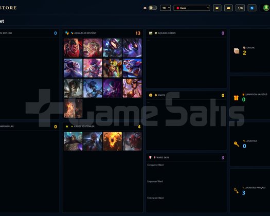 TR / 44 LVL + 5+13 SKİN + PLAT MMR !!