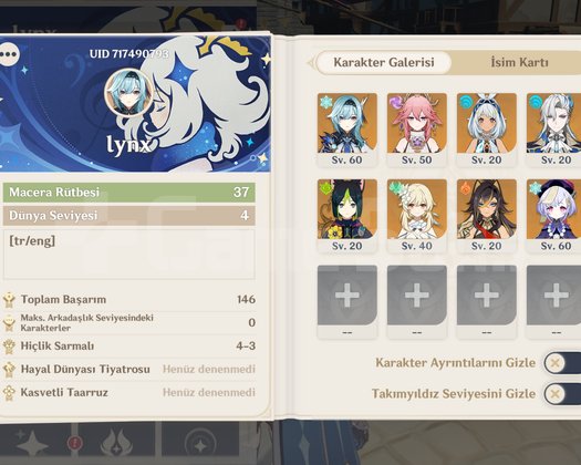 GENSHIN DÜŞÜK ARLI BOL 5* HESAP