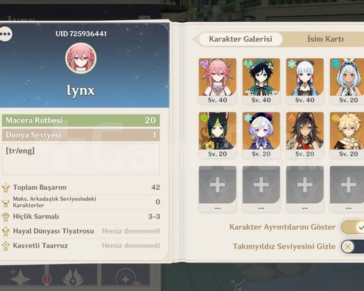 GENSHIN YAE + SIGN WEAPON STARTER EU HESAP