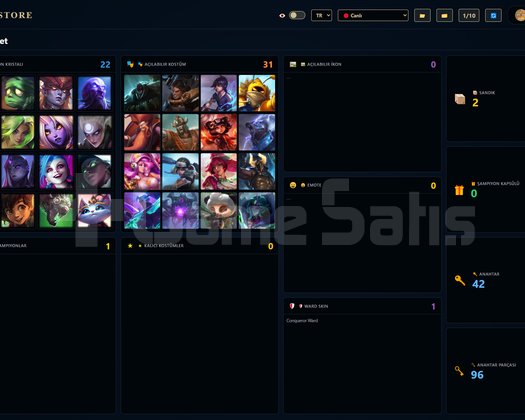 TR / 151 LVL + 10+31 SKİN + Derecesiz