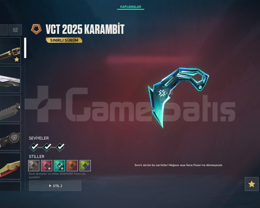 VCT 25 KARAMBİT//8 VANDAL//CHAMP 25 SETLİ HESAP!