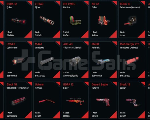 +7 bora-12 +6 m6 lwrc +6 glock18 full + full