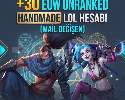 +30 EUW UNRANKED HANDMADE LOL HESABI MAİL DEĞİŞEN
