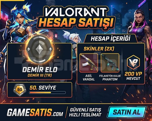 DEMİR ELO SMURF HESAP | 2 SKİNLİ