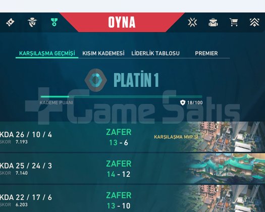 VALORANT PLAT 1 18KP MAİL DEĞİŞEN 100TR HESAP