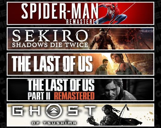 Spider 1 +Sekiro +TLOU1 +2 +Tsushima