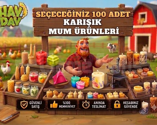 100 adet karışık mum ürünleri