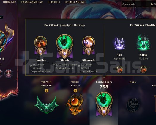 540 LVL 13 YILLIK 256 KOSTÜM ZÜMRÜT ELO HESAP