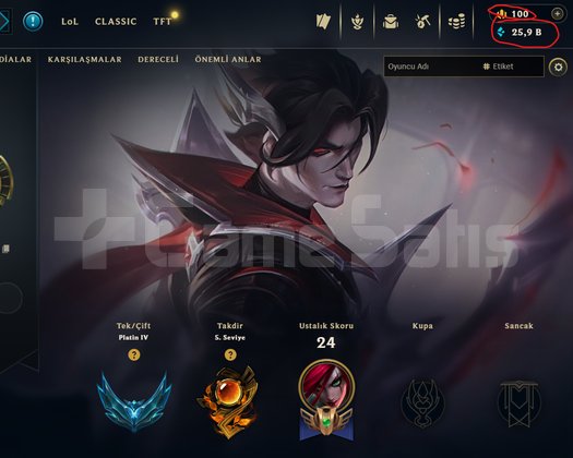 EUW EMERALD 2-3 MMR PLATİN 4 ACC!! 26K M.Ö 100RP