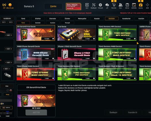 Sınırsızlı 74K Materyalli 56 Seviye Zula Hesabı