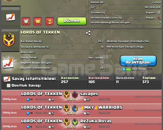 11 LVL USTA 3 LİGLİ KLAN