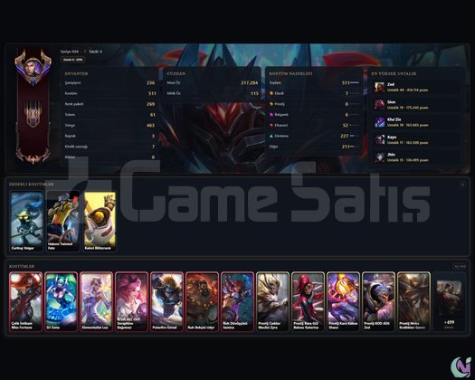 TR | 511 SKİN | 415K ZED OTP | 7 EBEDİ | 14 PRESTİ