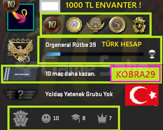 TR HESAP+ENVANTER! 5 MADALYA 127 WİN 593 SAAT