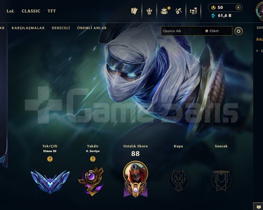EUW DİA 3 69 LP  60K MÖ YÜKSEK WR SAĞLAM MMR