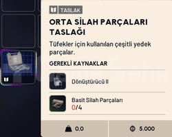 Arc Raiders Orta Silah Parçaları Taslağı BP