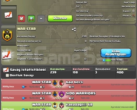 11 LVL ŞAMPİYON 3 LİGLİ KLAN