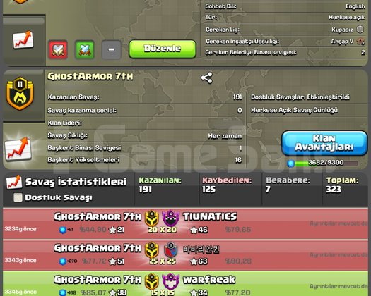 11 LVL ŞAMPİYON 3 LİGLİ KLAN