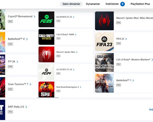 F1 25 + EA FC 26 + GT7 + RDR2 dolu hesap