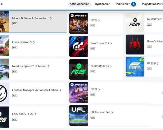 F1 25 + EA FC 26 + GT7 + RDR2 dolu hesap