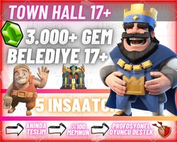 TH17 | 5 İnşaatçı | 3000+ Gem | Anında