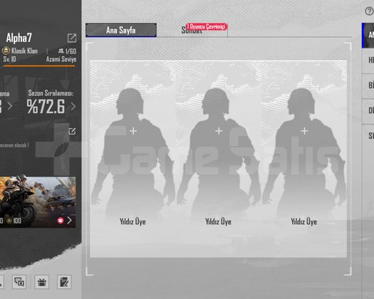 PubgM 10 lvl Klan İsim değiştirme aktif