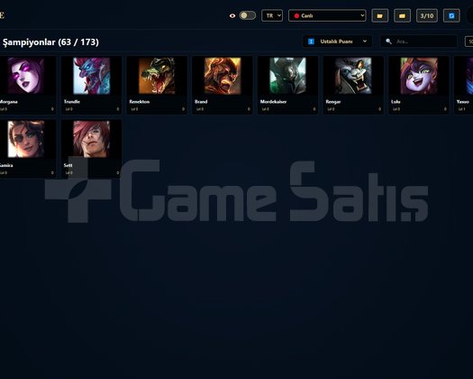 TR / 109 LVL + 13+11 SKİN + Gümüş 3 +OTO