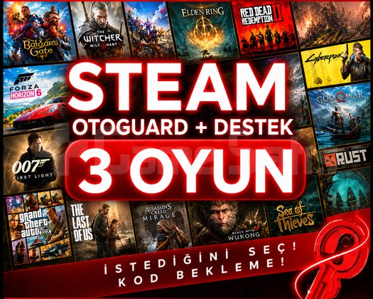 İSTEDİĞİNİZ 3 OYUN OTOMATİK TESLİMAT