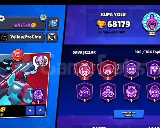 Brawl Stars 68182 Kupa 106/106 karakter