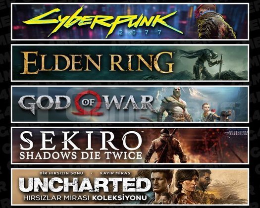 Cyberpunk +Elden +GOW +Sekiro +Uncharted