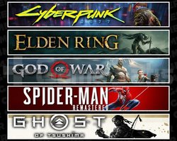 Cyberpunk +Elden +GOW +Spider 1+Tsushima