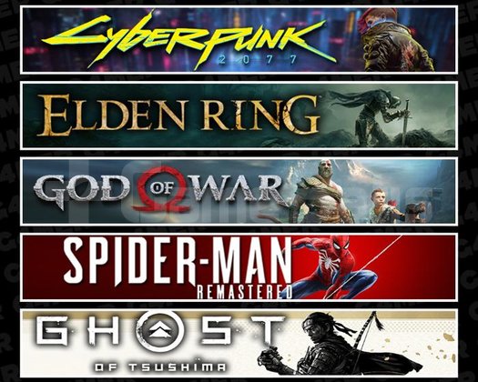 Cyberpunk +Elden +GOW +Spider 1+Tsushima