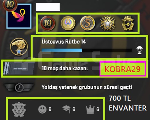 ENVANTER+FACEİT+5 MADALYA 109 WİN 250 SA