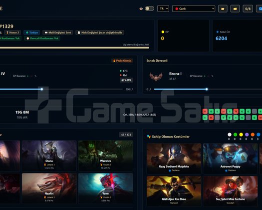TR / 46 LVL + 5+1 SKİN + Gümüş 4 + OTO