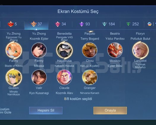 673 Kostüm, 5 Legend, 37 Seçkin Küresel