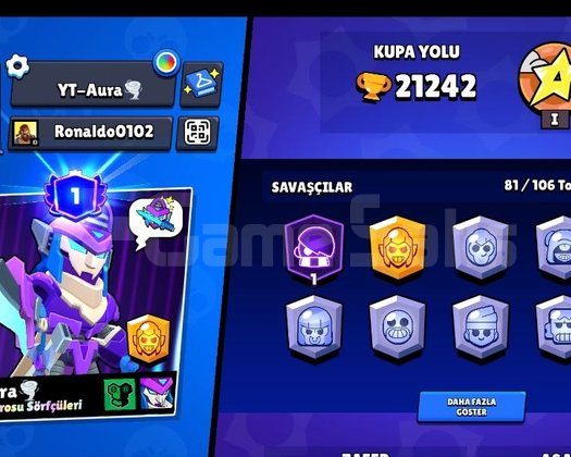 Brawl Stars 21.000 Kupa Hesap  Uygun Fi