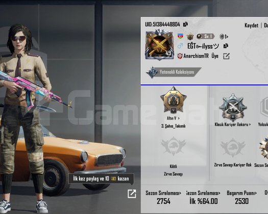 PUBG Mobile 191Kostüm Hesap Acil Satılık