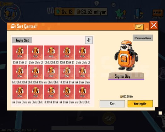 Silahlı brainrot tavuk 13 adet