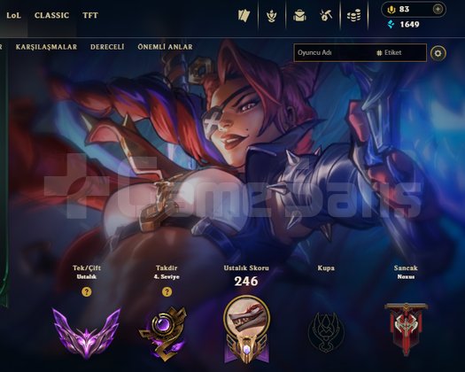 EUW 114 SKİN 63 WR MASTER HESAP