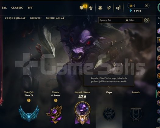 LOL SATILIK PLAT 4 HESAP