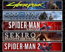 Cyberpunk +Ragnarök +Spider 1 +2 +Sekiro