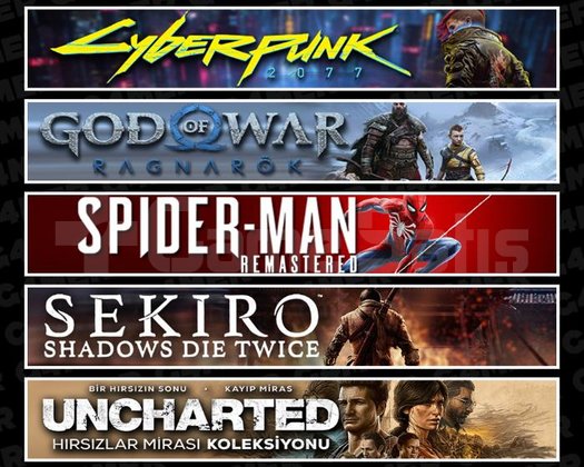 Cyberpunk +Ragnarök +Spider 1 +Sekiro +U