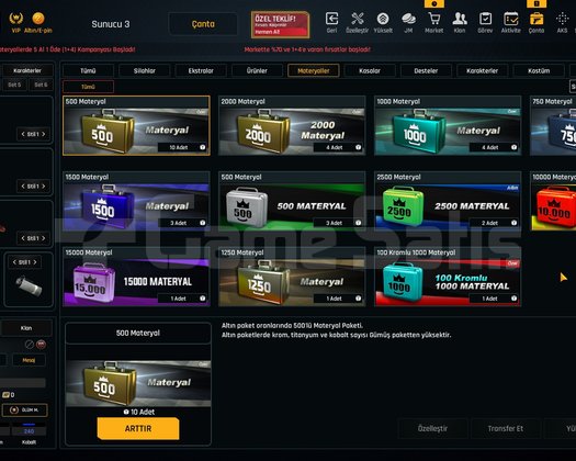 70K Materyalli 55 Seviye Zula Hesabı