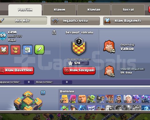 CLASH OF CLANS HESAP 159 LEVEL