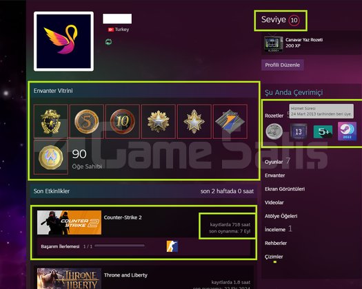 FACEİT+7 MADALYA 298 WİN 718 SAAT