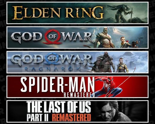 Elden +GOW +Ragnarök +Spider 1 +TLOU2