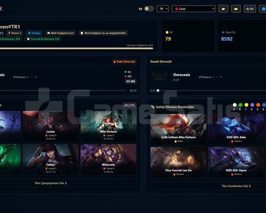 TR / 113 LVL + 40 SKİN + Derecesiz + OTO