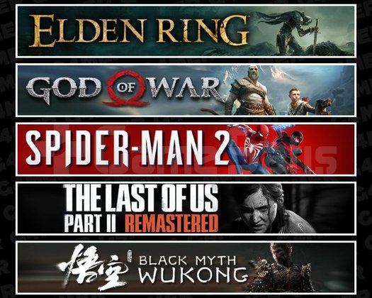 Elden +GOW +Spider 2 +TLOU2 +Wukong